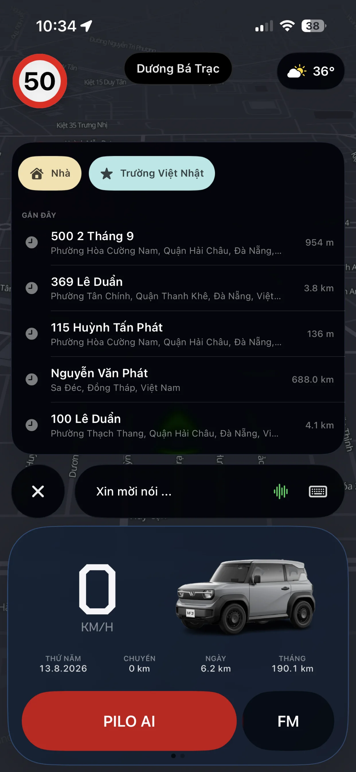 Tìm kiếm địa điểm bằng giọng nói, địa điểm đã lưu và lịch sử gần đây